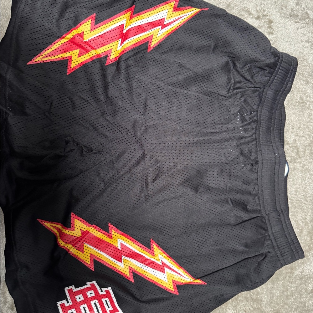 Eric Emanuel size medium, brand new Black and Red Athletic Shorts Lightning
